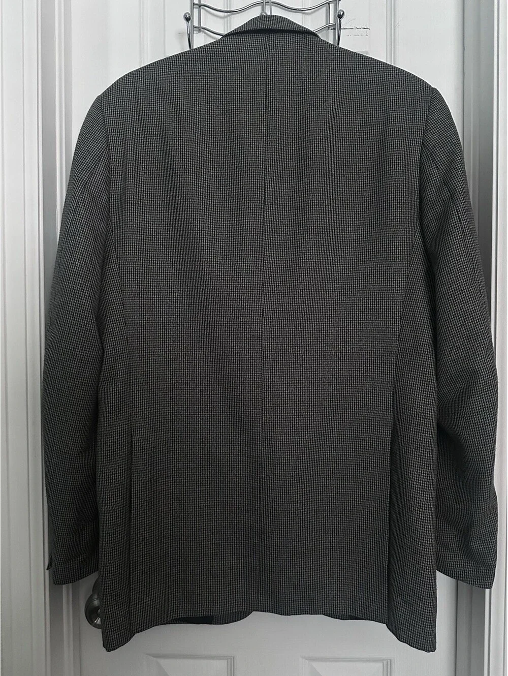 Pronto-Uomo Mens Black White Check Houndstooth Notch Lapels 2-Button Blazer 38 L